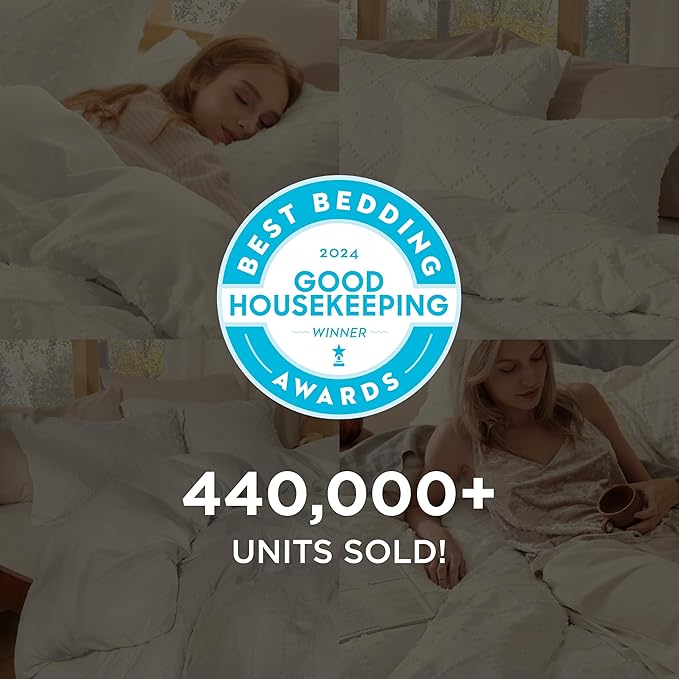 Bedsure Boho Cal King Duvet Cover - White Breathable & Soft Boho Bedding, Machine Washable Comforter Cover for All Seasons, Includes 1 Duvet Cover 104"x98" with 2 Pillow Shams & Zipper Closure