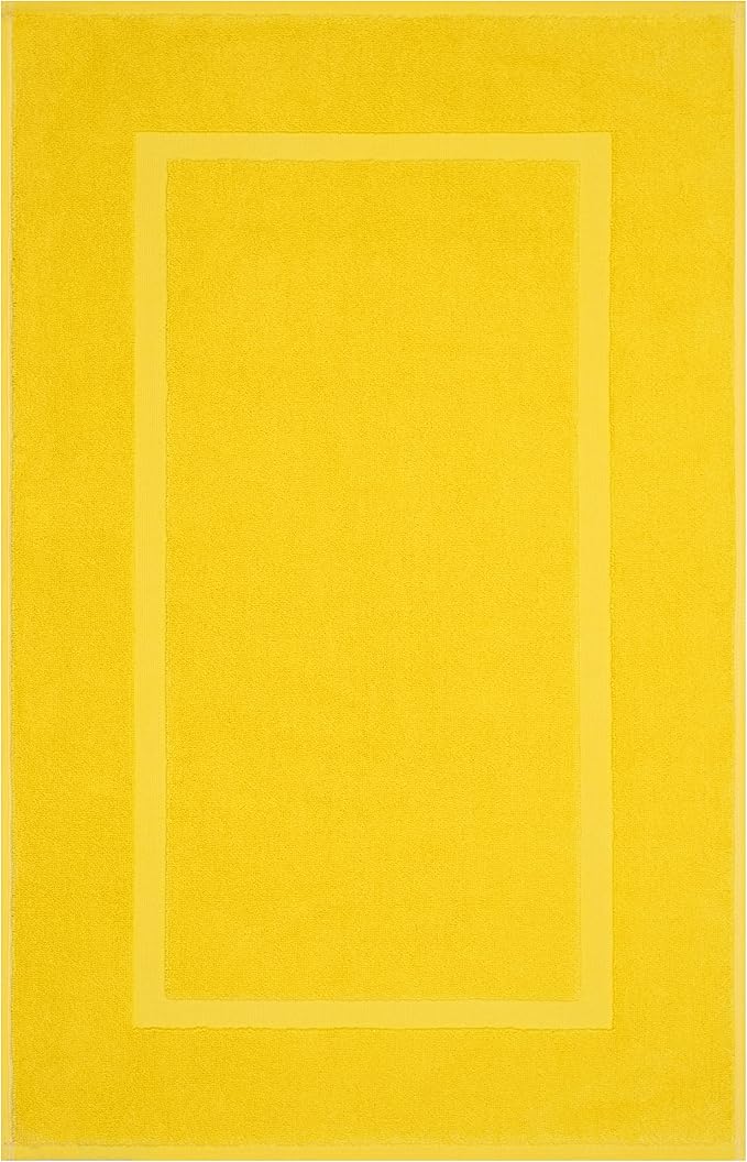 Cotton Paradise 100% Cotton Turkish Bathmat Set, Soft Absorbent Quick Dry, 2 Piece 20x34 Bathmat Floor Set, Yellow