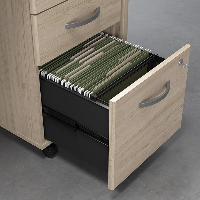 Bush Business Furniture 72W x 30D L Shaped Desk with Mobile File Cabinet, Corner Table and Drawers for Home or Professional Office, Studio C Collection, Natural Elm