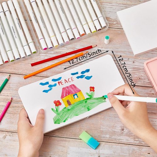 Gueevin 4 Pcs Hardcover Blank Board Books - Chunky Thick Pages for Kids & Adults | 5 x 5 Inch