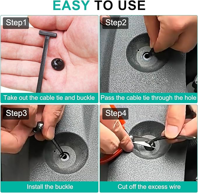 100Pcs Nylon Universal Cable Tie Buckle - New Multifunctional Nylon Zip Ties, Heavy Duty Plastic Rivet T Zip Ties Style, for Daily Maintenance And Fixing Of Automobiles