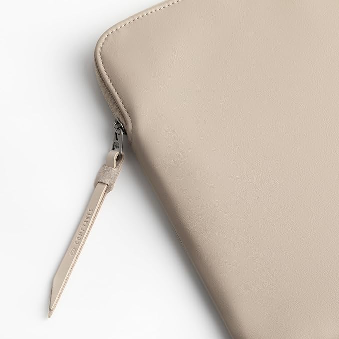 Comfyable Slim Protective Laptop Sleeve Compatible with 13/13.3/14 Inch MacBook Air & MacBook Pro, Mac Travel Case, Laptop Pouch, Slim PU Leather Cover M5/M4/M3/M2/M1 2025-2021, Dark Beige