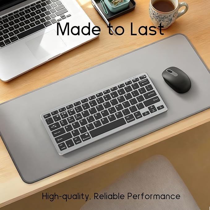 JKSML Wireless Keyboard with 78 Keys, Bluetooth and 2.4 GHz Wireless, Low Profile, Fluid Quiet Typing, 12 Programmable Keys, USB C Rechargeable, for Phone, Tablet, PC, Laptop, Smart TV - Black