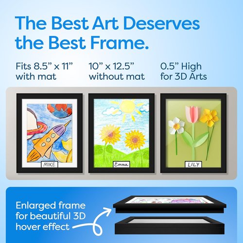 JOYSPECTIVE® Kids Artwork Frames - Changeable No-Drill Display for 130+ Art Projects | Easy-Swap Black 2-Pack