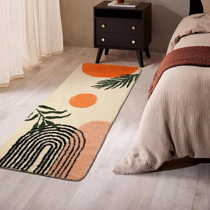 Boho Bathroom Runner Rug Non Slip, Large Long Bathroom Rugs Cute Bath Mat for Bedroom Hallway, Soft Washable Absorbent Shower Rug