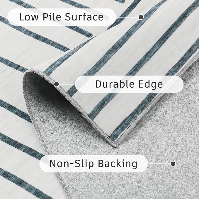 DCX Abstract Machine Washable 6x9 Rug, Gray Modern Accent Rug for Living Room, Soft Low Pile Non Slip Carpet, Kid & Pet Friendly Stain Resistant Rug for Bedroom Dining Room Office