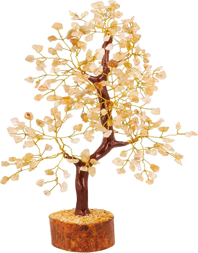 YATHABI Citrine - Crystal Tree - Gemstone - Feng Shui Money Tree - Tree of Life Decor - Spiritual Gift - Natural Crystal Decor - Bonsai Tree - Chakra Stone - Good Luck Charm