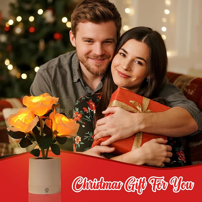 WSYEAR Forever Yellow Rose Flower Lamp Touch Lamp Christmas Birthday Gifts for Women Her Wife Girlfriend Daughter, Dimmable Rose Lamp Decor for Bedroom
