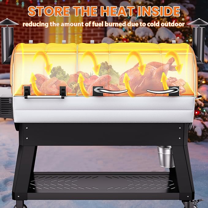 Grill Insulation Blanket for recteq DualFire 1200 Wood Pellet Smoker Grill, Insulated Blanket Replacement for recteq DualFire 1200 Pellet Grill, Pellet Grill Blanket, Save Heat for Winter Cooking