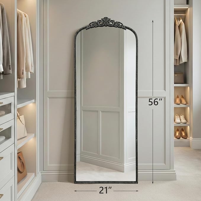 Micasso Full Length Black Mirror: 21''x56'' Baroque Antique Floor Long Body Mirror - Traditional Ornate Vintage for Wall/Dressing Room/Bedroom/Cloakroom/Entryway - Home Decor for Living Room