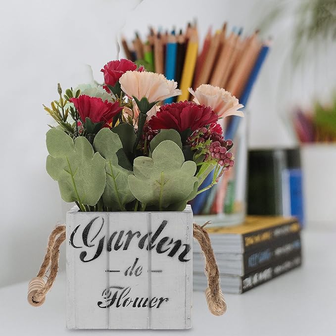 Artificial Potted Plant Adornment Small Fake Flowers Bonsai Decor for Home Office Tabletop Realistic Artificial Flower Arrangements Decoration No Water Needed for Windowsill and