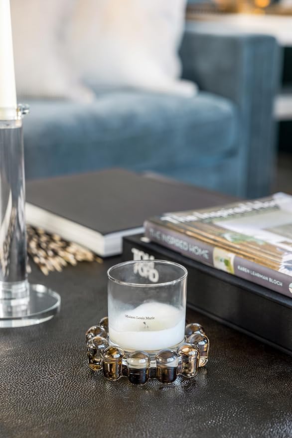 Alice Lane Original Bubble Candle Dish Large – Chic Amber Glass Candle Dish for Home Decor – Decorative Modern Candle Holder for Small Candles & Diffusers