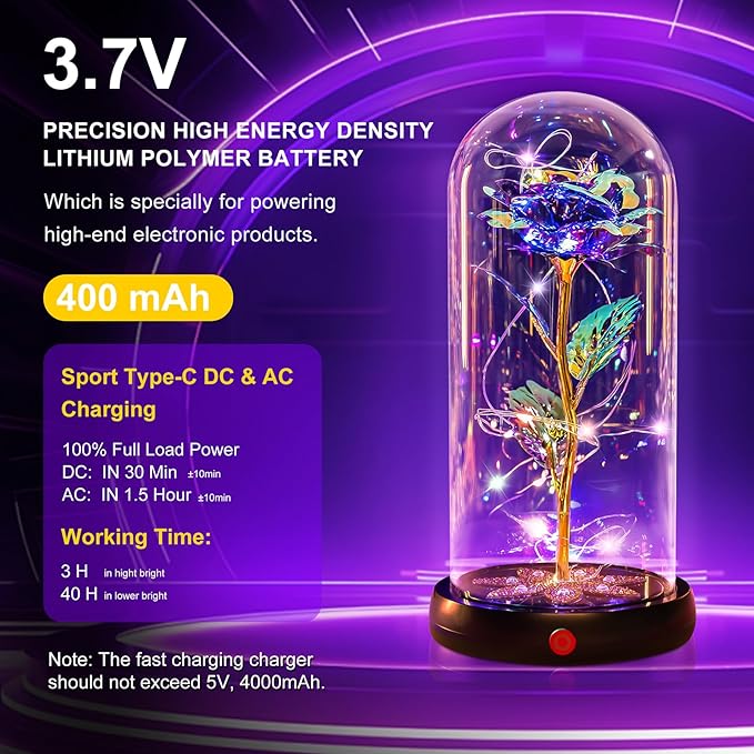 Beferr Birthday Gifts for Women Mom Rechargeable Galaxy Glass Roses Forever Preserved Flowers for Delivery Prime Smart Touch Light Up Rose in Dome Gift for Grandma Sister Wife Her Girlfriends Daughter