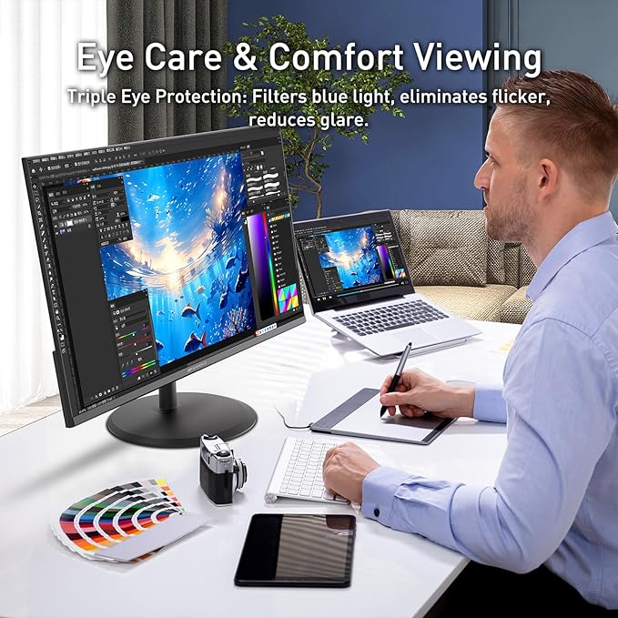 SANSUI 22 Inch 120Hz Monitor, FHD Computer Monitor 4000:1 Contrast Ratio with Adaptive Sync, HDR 100% sRGB, HDMI x 2, VESA Mount, Eye Care for Home/Office (ES-22X3AH, One HDMI Cable Included).