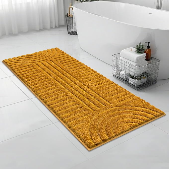 SHACOS Super Soft Bathroom Runner Rugs 24"x60" Non Slip Boho Bathroom Mats Microfiber Absorbent Carpet for Bath Room Machine Washable Shaggy Bath Rugs for Shower Bathtub Home Decor, 2'x5'