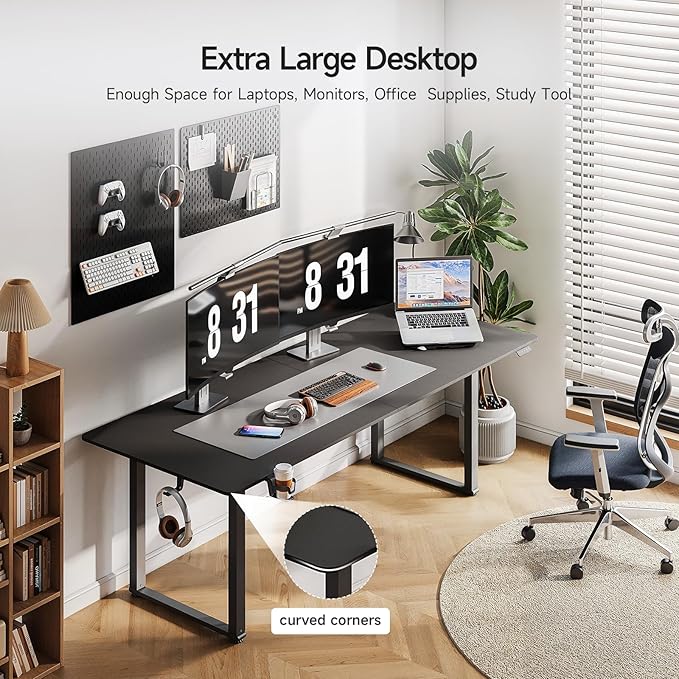 ONBRILL Standing Desk, 63x30 Inches Rectangle Stand Up Desk with 4 Legs, Dual Motor and Memory Controller, Adjustable Height from 28-46 Inches for Home and Computer Workstation, Black