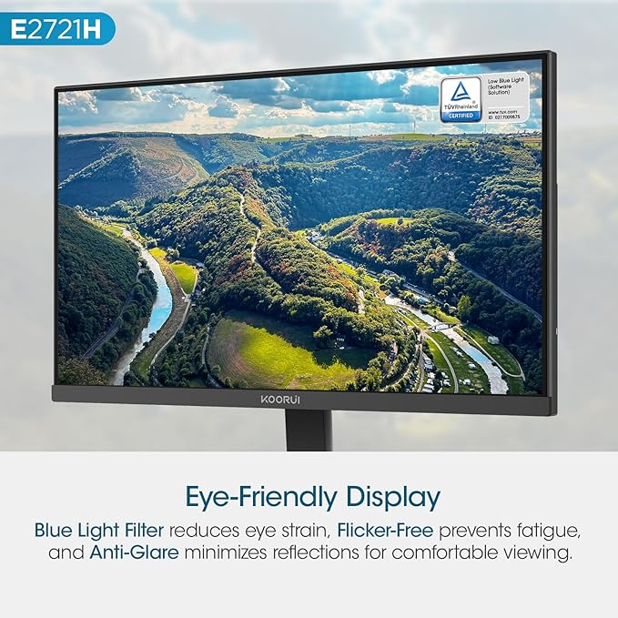 KOORUI 27 Inch QHD (2560x1440) IPS HDR Ultra-Thin Computer Gaming Monitor, 120Hz Refresh Rate, DCI-P3 95%, FreeSync & G-Sync, 1ms MPRT, VESA 100x100mm, Tilt Adjustable for Game and Work