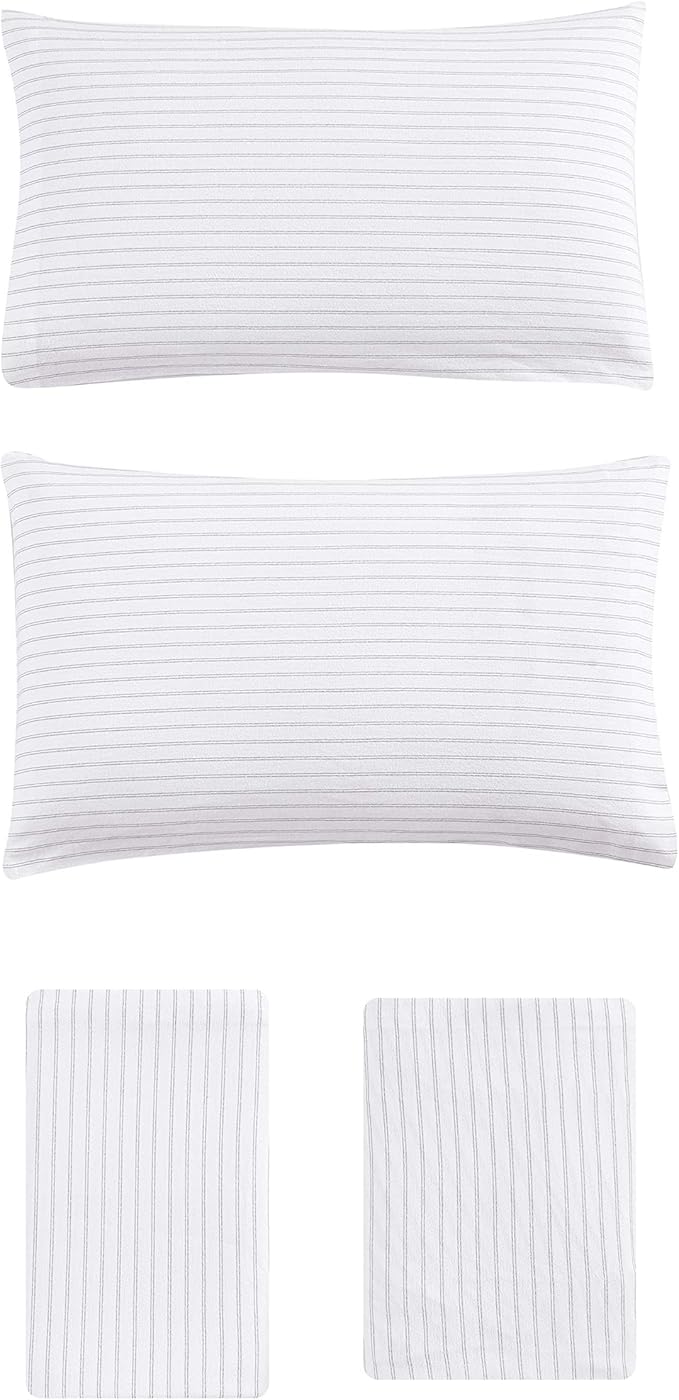 Eddie Bauer - Flannel Sheets King Size, Anti-Pilling & Wrinkle Resistant Cotton, Touchably Soft for All-Season Comfort - Bed Sheets with Matching Pillowcases & Fitted Sheet (Trail Stripe Grey)