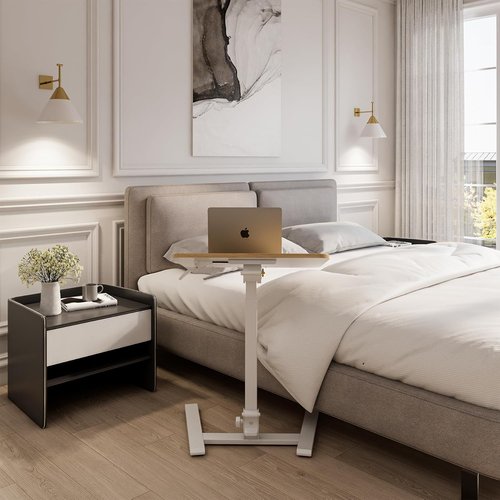 Alawooder 25-Inch Mobile Folding Desk - Pneumatic Sit-Stand Height Adjustable 29-42” for Home Office & Study