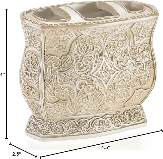 Creative Scents Victoria Beige Toothbrush and Toothpaste Holder for Bathroom