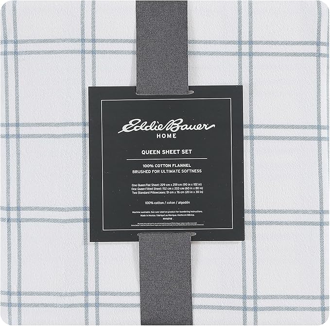 Eddie Bauer - Twin Sheets, Cotton Flannel Bedding Set, Brushed For Extra Softness, Cozy Home Decor (Westridge Plaid, Twin)