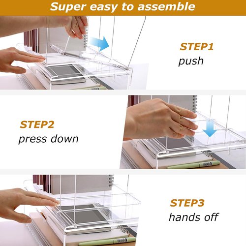 SANRUI Acrylic Desk Organizer - Clear Sliding Drawer with 4 Vertical Compartments for Office Supplies