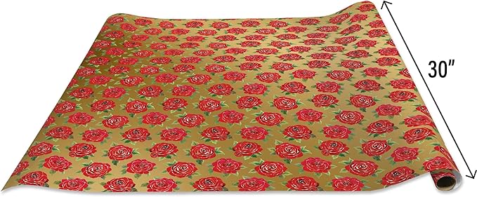 Jillson Roberts Gift Wrap, Red Roses (8 Rolls 5 feet x 30 inches)