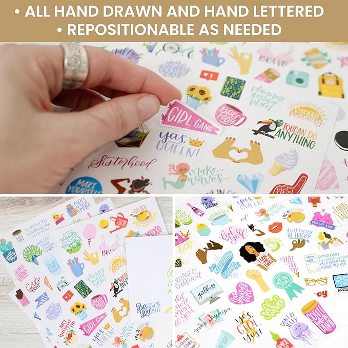 bloom daily planners Female Empowerment Planner Stickers - Variety Pack for Planning, Decorating, & Scrapbooking - 6 Sheets / 205 Girl Power Themed Stickers