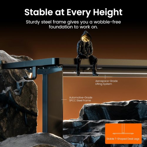 ErGear Electric Standing Desk - Height Adjustable Sit-Stand Home Office Desk, 71 x 30 Inches, Black