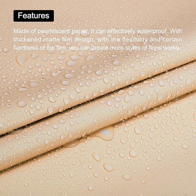 MECCANIXITY Set of 20 Flower Wrapping Paper 22.8x22.8 Inch Waterproof Florists Wrapping Paper for Florist Bouquet Supplies, DIY Crafts, Gift/Gift Box Packaging Light Brown