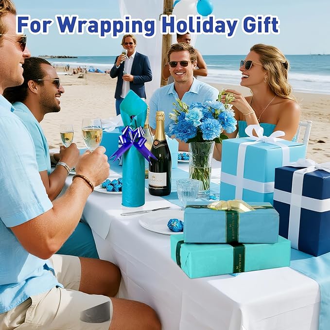 TUXIYA 200 Sheets Blue Tissue Papers for Gift Bags,14 x 20 Inch Mixed Blue Wrapping Tissue Paper Bulk for Gift Bags, Gift Wrap for Birthday Wedding Graduation DIY Crafts Holiday Flowers