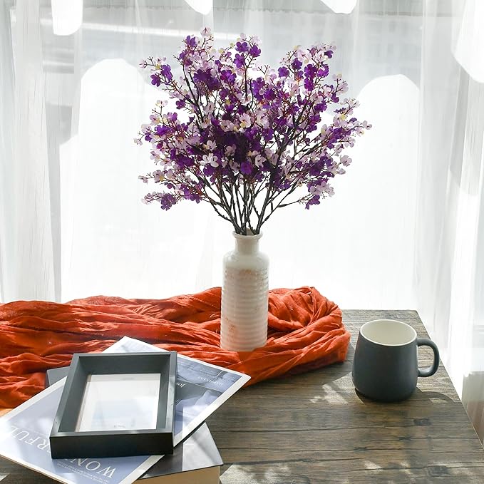 Mandy's Shades of Purple Artificial Baby’s Breath European Flowers 6 Bundles Silk Gypsophila with Bendable Stems for Fall Thanksgiving & Christmas Centerpiece Wedding Decor and Table Arrangements