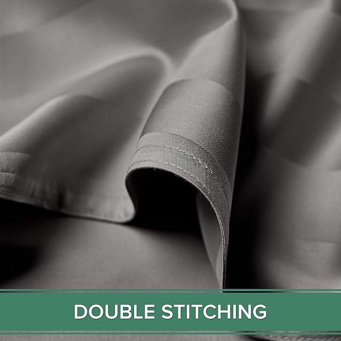 Pure Bamboo Split King Sheets, Genuine 100% Organic Viscose Derived from Bamboo Bed Sheet Set, Soft & Cooling, Double Stitching, 2 Fitted Sheets (Split King, Jacquard Stone)