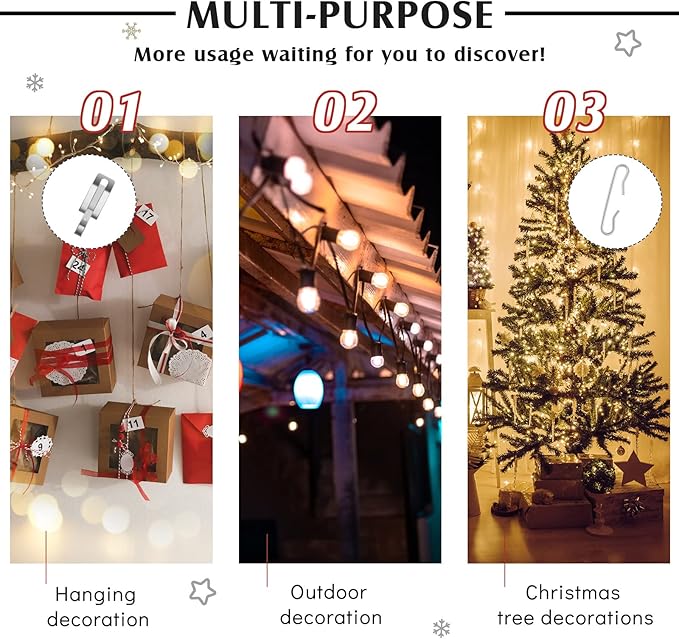 Moxweyeni 96 Pieces Heat Cable Roof Gutter Clips Christmas Light Clips 1.8" De Icing Cable Xmas Light Hooks and Spacers Set Outdoor Decor