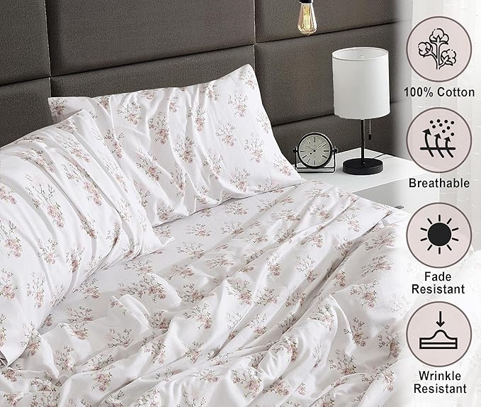 RUVANTI Flannel Sheets King Size - 100% Cotton Brushed King Size Sheets Set - Deep Pockets 16 Inches Bed Sheets - All Seasons Breathable & Extra Soft - Warm & Cozy, 4 Piece, Sovenir