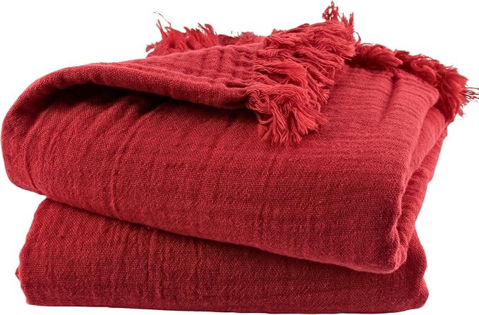 PÜSKÜL - Premium 2-Piece Oversized Muslin Bath Towel for Adult 35x70 Extra Large Bath Sheets | Natural 100% Turkish Cotton Soft Absorbent Quick-Dry Lightweight Spa & Beach Towels (Pack of 2, Red)