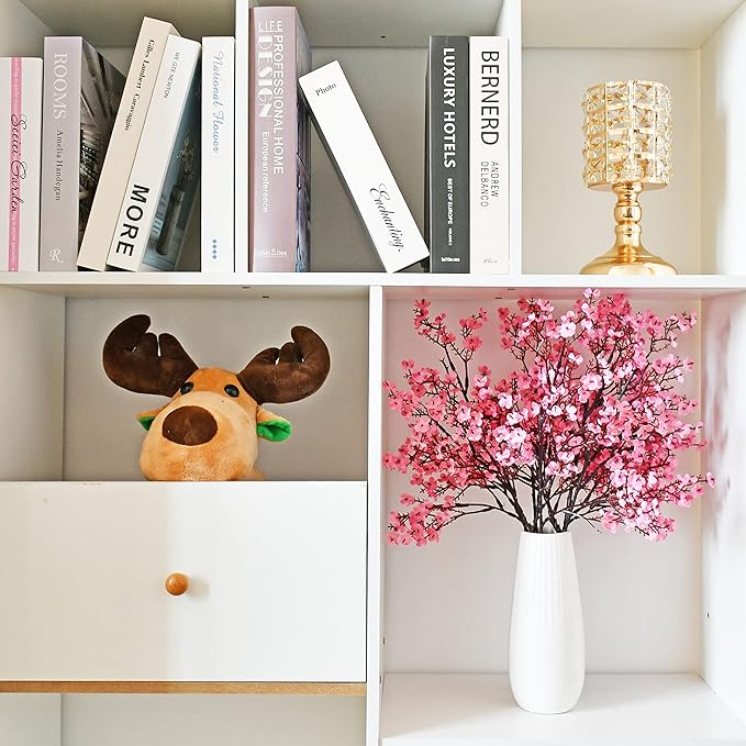 Mandy's Pink Artificial Baby’s Breath European Flowers 6 Bundles Silk Gypsophila with Bendable Stems for Fall Thanksgiving & Christmas Centerpiece Wedding Decor and Table Arrangements