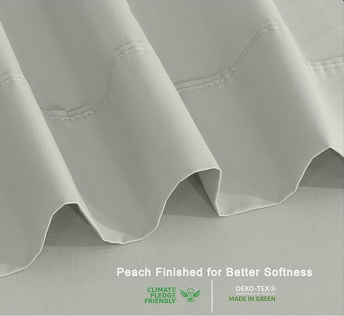 RUVANTI 100% Organic Cotton Sheets California King, Percale Weave, GOTS Certified, 4-Piece Set, Deep Pocket 13", Crisp & Breathable, Soft Durable Bedding, Sábanas Algodón Orgánico – Mineral Gray