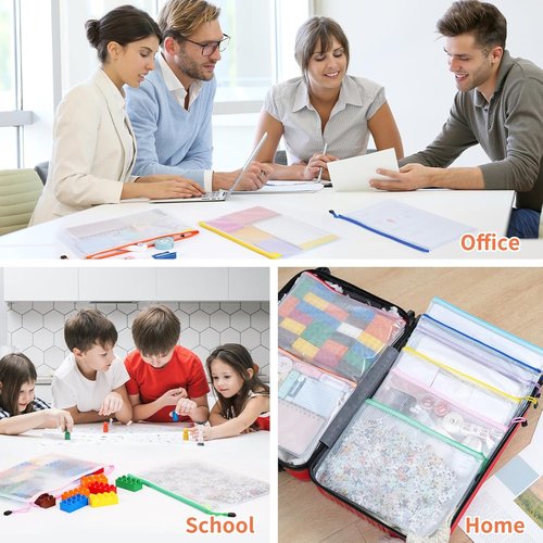 EOOUT 24pcs A4 Size Mesh Zipper Pouch Bags - Waterproof Storage for Classroom & Office Supplies