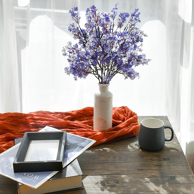 Mandy's Shades of Blue Artificial Baby’s Breath European Flowers 6 Bundles Silk Gypsophila with Bendable Stems for Fall Thanksgiving & Christmas Centerpiece Wedding Decor and Table Arrangements