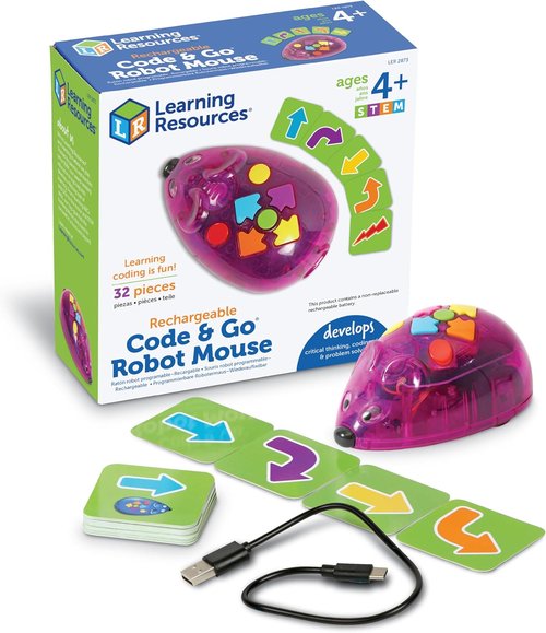 Learning Resources Rechargeable Code & Go Robot Mouse - Interactive STEM Coding Toy for Kids Ages 4+