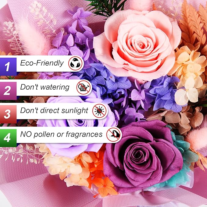 Amoueterno Forever Flower,Flowers for Delivery,Roses Bouquet Lasting for 3 Years,Birthday Flowers,Sympathy Flowers,Gifts for Her Women Mom Grandma Wife Friends