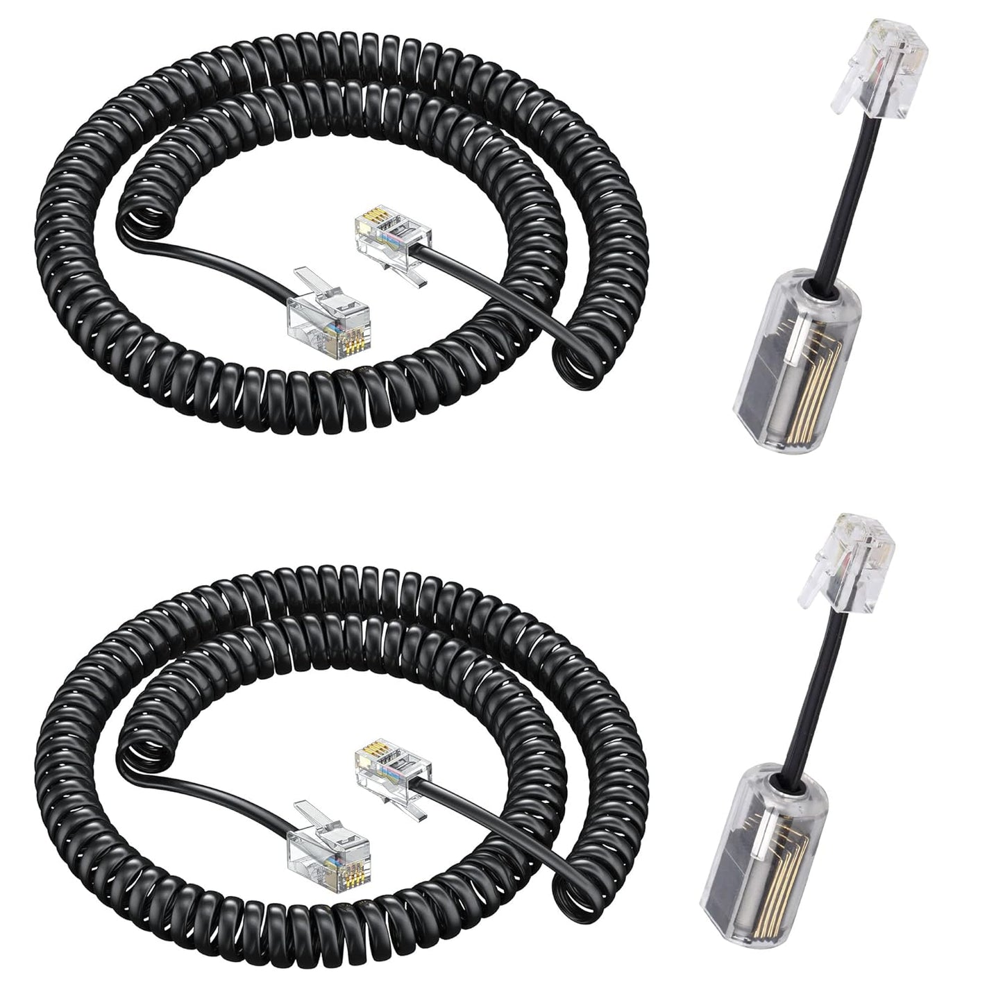 Skiennix Telephone Handset Cord - 8Ft Uncoiled & 1.4Ft Coiled RJ9 4P4C Landline Cable | Durable Accessory