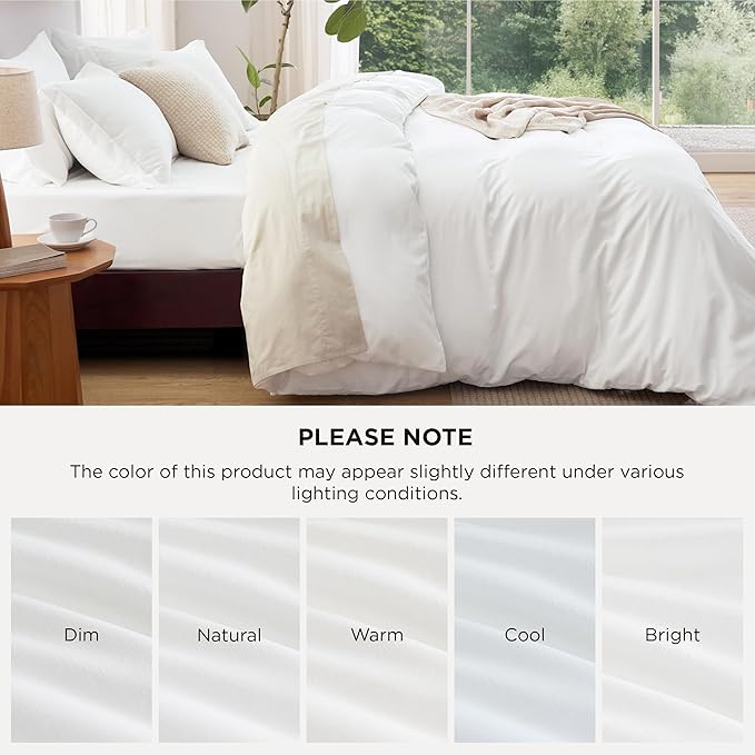 Bedsure Duvet Cover with Fitted Sheet King - 6 Pieces, Deep Pocket, Hotel Luxury Soft Double Brushed Bedding Set, 1 Duvet Cover, 1 Fitted Sheet, 2 Pillow Shams, 2 Pillowcases, NO Comforter, White