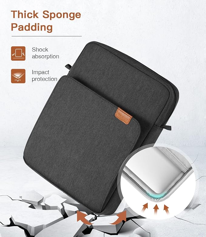 MoKo 13.3-14 Inch Laptop Sleeve Bag Fits MacBook Pro M3/M2 14" 2023, MacBook Pro 13" M2, Air 13.6 M3/M2,Tab S8 Ultra 14.6,Handle Carrying Case with Shoulder Strap, Black & Gray