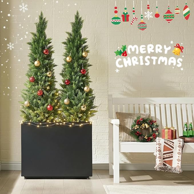 Tall & Long Metal Planter with Middle Shelf, 36W x 11D x 30H Large Rectangular Outdoor Planter Box, Span Divider for Garden, Patio, Yard | Easy 5-Min Assembly, Drainage Holes, Adjustable Feet, Black