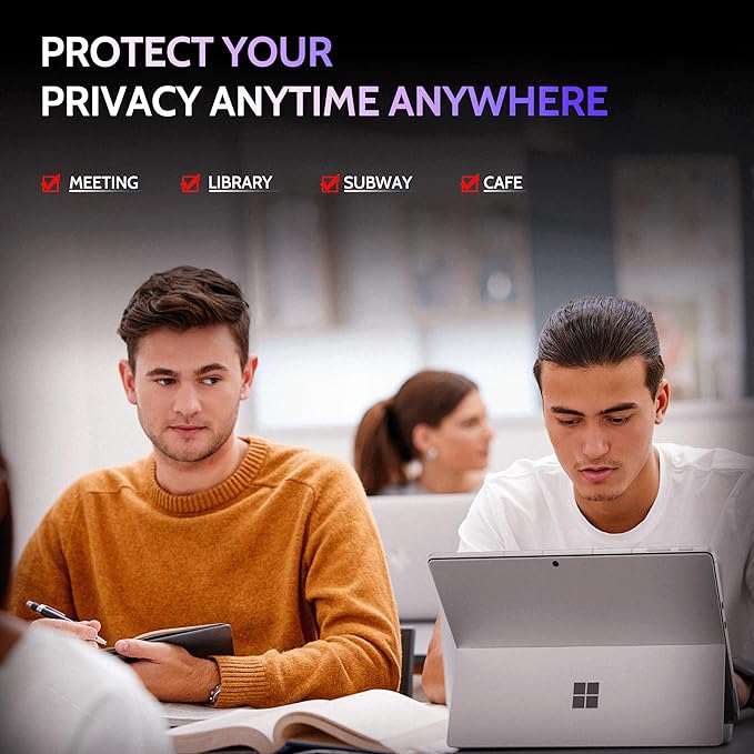 Peslv Privacy Screen for 10.5 Inch Surface Go 4/3/2/1, MagicSuction™ Removable Anti Spy Black Protector, Glare Blue Light Filter for Microsoft Laptop Computer Monitor