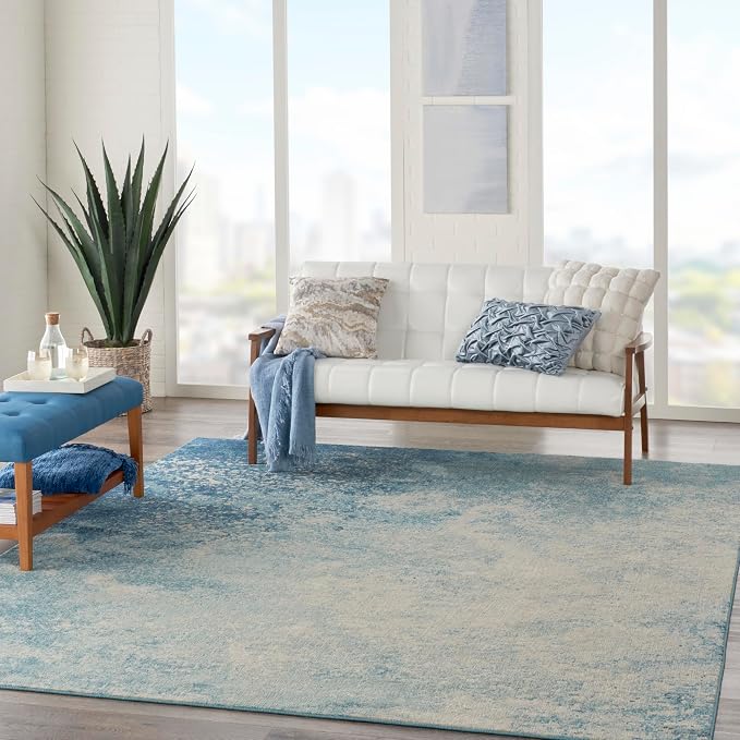 Nourison Home Passion Navy/Light Blue 8' x 10' Area-Rug, Modern, Abstract, Easy-Cleaning, Non Shedding, Bed Room, Living Room, Dining Room, Kitchen (8x10)