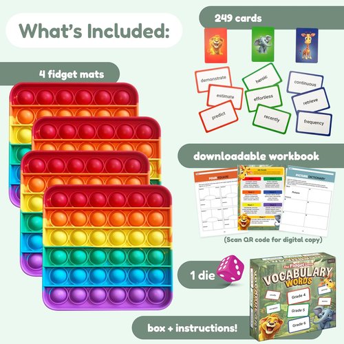 Fidget Game Vocabulary Words - Flash Card Game for Grades 4-6 | Develop Communication Skills & Reading Comprehension