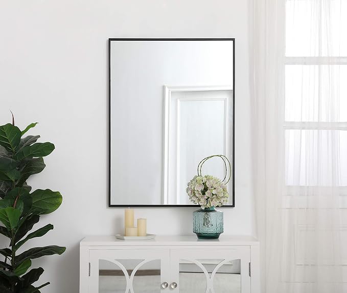 Elegant Decor Eternity 36" x 27" Contemporary Metal Frame Mirror in Black